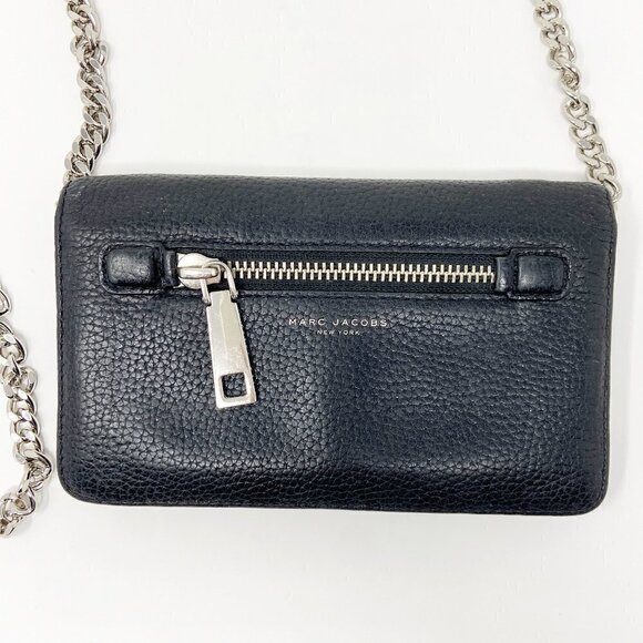 MARC JACOBS | Gotham Pebbled Leather Crossbody Wallet Clutch Black - Picture 2 of 11